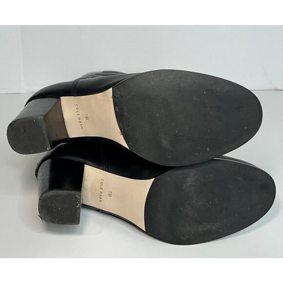 Cole Haan Black Leather Knee-high Boots, Back Zip Size 7 - Picture 6 of 6